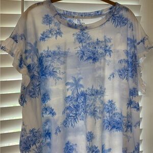 Blue and White Women's Top